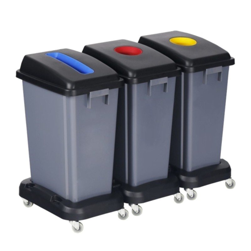 Σετ Τριών Κάδων Ανακύκλωσης Με Ρόδες 3x60L 5427333