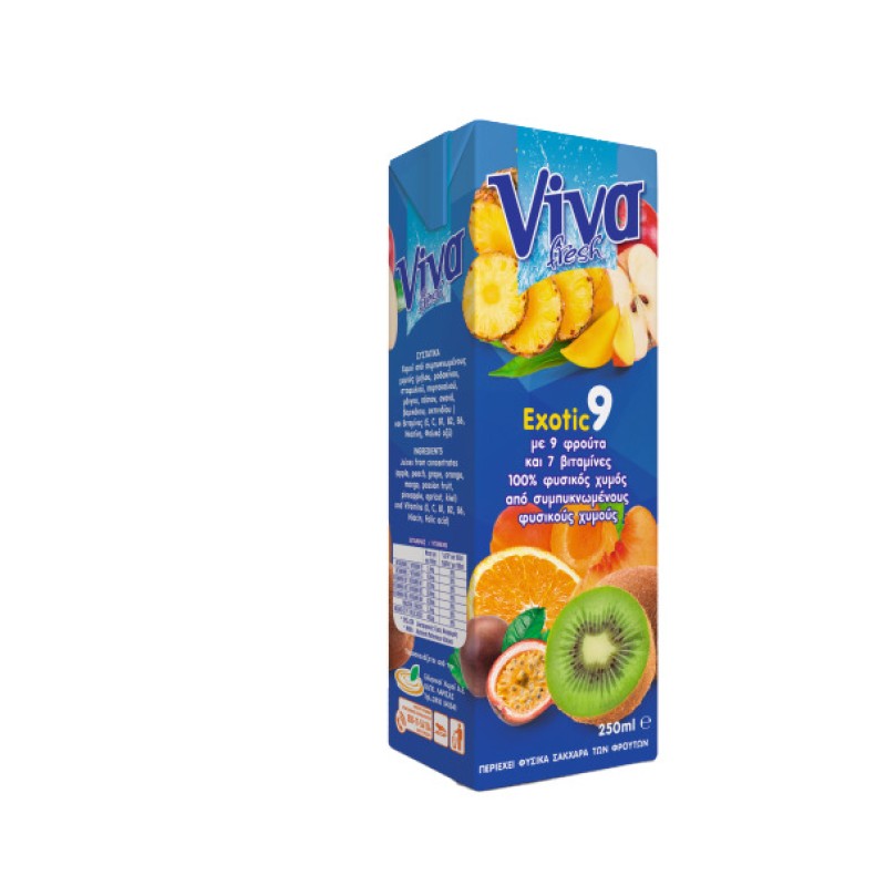 Viva 100% Φυσικός Χυμός Εxotic (9 Φρούτα) 250ml